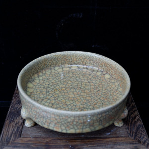 宋代哥窑金丝铁线三足洗 旧货老货 古董古玩 仿古瓷器 文房用品