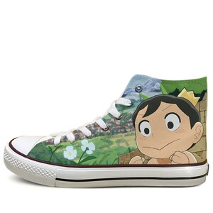 回刀联名国王排名周边高帮涂鸦帆布鞋男diy卡通小白鞋潮手绘板鞋