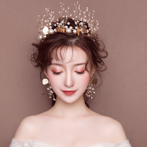 新娘头饰新款结婚森系皇冠仙美超仙大气发饰婚纱礼服敬酒服配饰品