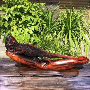 红木蜥蜴摆件老挝大红酸枝交趾黄檀黑飘红老料整木雕刻工艺品吸亿