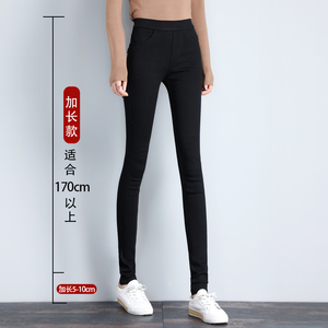 加长裤子女高个子春秋2023年新款高腰显瘦弹力紧身黑色外穿打底裤