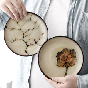 日式餐具陶瓷碟创意手绘碟家用餐碟饭菜盘碟蛋糕碟坚果碟装饰摆件