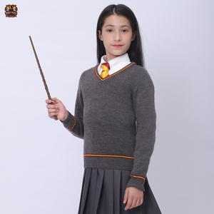 哈利波特周边衣服少年儿童校服格兰芬多斯莱特林v领毛衣针织衫