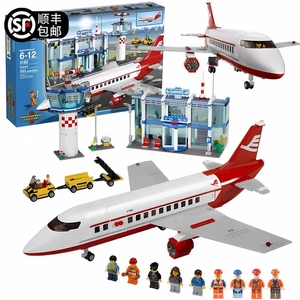 城市系列3182飞机场客机航站楼货运飞机拼装高乐积木男孩玩具礼物