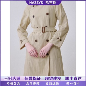hazzys哈吉斯国内代购24春季女装通勤双排扣中长风衣ASWSH0BAH06