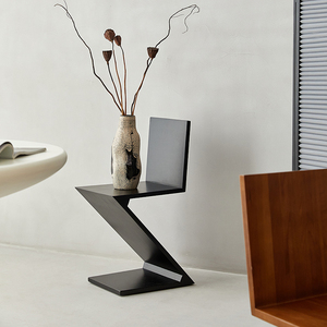 mokamoka中古椅子复刻zigzagchair设计师款餐椅创意实木靠背凳z字