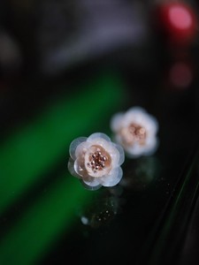 麦田印记 奥斯汀小玫瑰小巧花朵耳钉耳夹 原创设计 亮片米珠