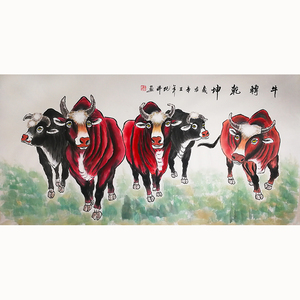 手绘五牛图