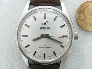 英纳格star jewels星钻系列 瑞士中古机械皮带老男手表 enicar160