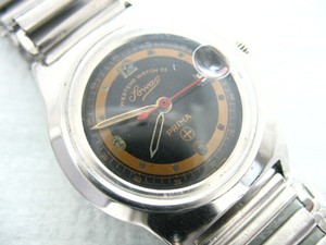 瓦时针prime 瑞士古董军表日历手表（瓦斯针原装表链）
