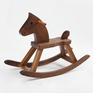 实木木马黑胡桃木儿童摇马宝宝周岁礼物生日玩具民宿装饰大人可坐