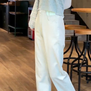 韩系高腰显瘦白色哈伦裤子女夏季显瘦直筒窄版舒适布料垂感九分裤