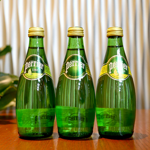 法国进口perrier巴黎水青柠味饮料含气矿泉水330ml*4瓶气泡水