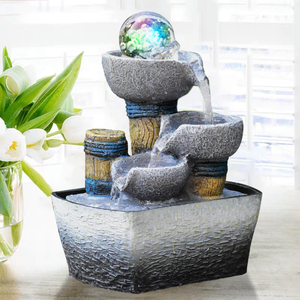 桌面流水生财喷泉小摆件客厅家居招财风水轮循环水创意球装饰礼品