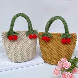 母亲节手工diy编织毛线钩针水桶手提包包diy材料包自己制做礼物