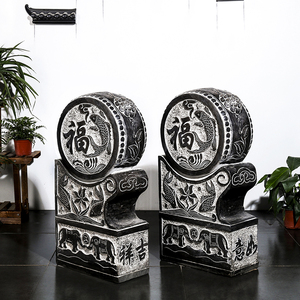 天然青石仿古石雕看门墩一对酒店抱鼓石庭院石鼓别墅招财镇宅摆件