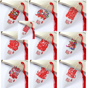 2022虎年中国风新年春节剪纸叶脉书签学生年会企事业单位定制加字