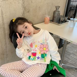 韩系女童春秋卫衣0-10岁韩国童装女宝宝立体小花上衣儿童 春秋季