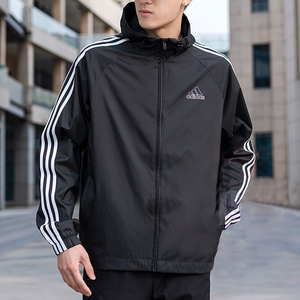 adidas阿迪达斯外套男春夏季新款防风衣梭织运动服连帽夹克he4322
