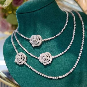 18k金天然南非钻石2.7克拉伯爵花满钻项链可加购万能扣真金真钻