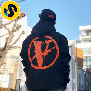 过验vlone藤原浩卫衣加绒连帽大v闪电联名情侣款男女friends帽衫