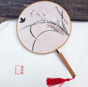 古风中国风手工古典团扇 古风复古女式扇子宫扇 创意绢扇夏季礼品