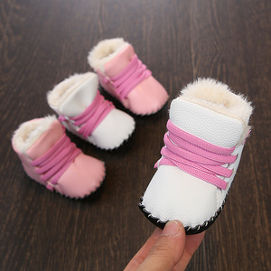 0-15个月男女宝宝鞋子秋冬款系带加绒软胶底婴儿鞋防滑防掉学步鞋