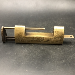 00古庭居淘宝老式挂锁家用中式横开樟木箱锁纯铜柜子门铜锁复古小