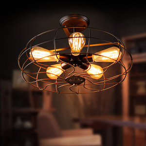 美式工业吸顶灯复古怀旧创意工作室过道楼梯风扇灯具