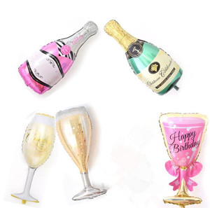 大号 婚礼酒杯酒瓶装饰铝膜气球 生日派对布置用品party balloon