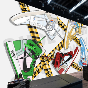 tb924530383淘宝3d欧美个性高档女装店壁纸服装鞋店壁画奢侈品logo