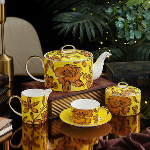 出口英国瓷器高档复古咖啡杯碟下午茶具英式轻奢陶瓷精致甜品盘子