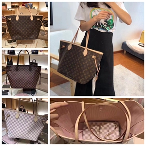 lv/路易威登neverfull老花购物袋单肩手提子母包妈咪包女包m41178