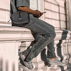 onecole同款侃爷水洗做旧高街侧边条纹休闲运动长裤子男buxton1