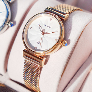 欧力派2021新款女士手表女石英表防水钢带时尚潮流玫瑰金jt9081