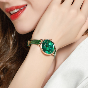 欧力派手表女ins风轻奢小巧女表复古正品名牌女士手表小绿表防水