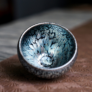 黎祥无极紫金油滴建盏茶杯主人杯工夫茶具陶瓷杯全手工茶盏单杯小