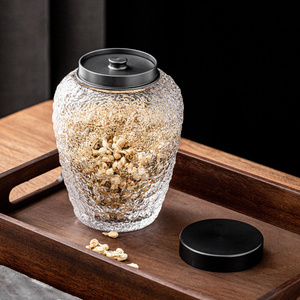 kocorium家用玻璃茶叶罐简约轻奢日式手工透明密封罐大号干货茶罐