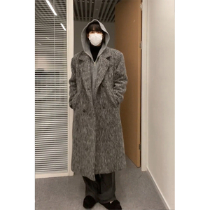 cleanfit灰色毛呢大衣男款冬季高级感中长款加厚风衣韩系呢子外套