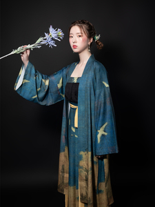 子爵秋色【瑞鹤图】宋制汉服印花褙子抹胸吊带齐腰下裙中国风夏季