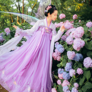 子爵秋色【清仓特卖】紫霞汉服日常对襟上襦6米大摆齐胸襦裙春夏