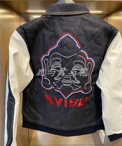 evisu/福神 21秋冬新款大佛头刺绣夹克牛仔外套男 1eaadm9dj716xx