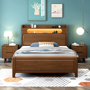 实木床一米二储物1.5气压1米儿童床高箱135cm宽单人床一米八双人