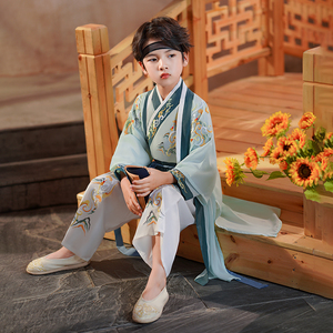 汉服男童中国风夏装儿童唐装国学服小男孩古风古装小少爷服装夏季