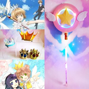 魔卡少女樱百变小樱花 cos星之杖魔法棒手杖变身器皇冠饰品闪圣诞