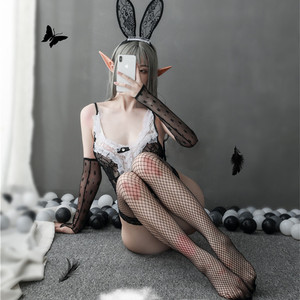 蕾丝兔女郎套装伪娘衣服夜店cd变装连体衣女装大佬性感吊带表演服