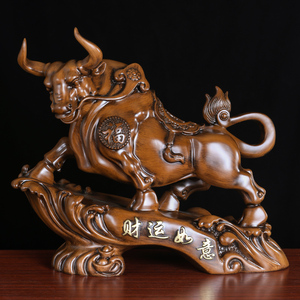 运势如意牛摆件新中式家居装饰品玄关客厅工艺品摆放开业送礼摆件