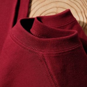 酒红色 车厘子红210g纯棉枣红色短袖t恤女深红色圆领上衣男春夏款