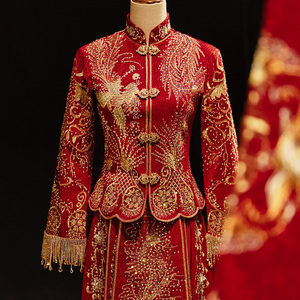 秀禾服女新娘2022年新款结婚情侣套装夏季重工龙凤褂中式嫁衣2021