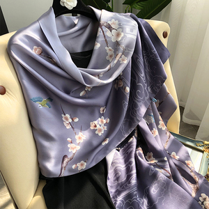杭州丝绸双层丝巾真丝围巾女春秋长款桑蚕丝妈妈盘扣礼服披肩两用